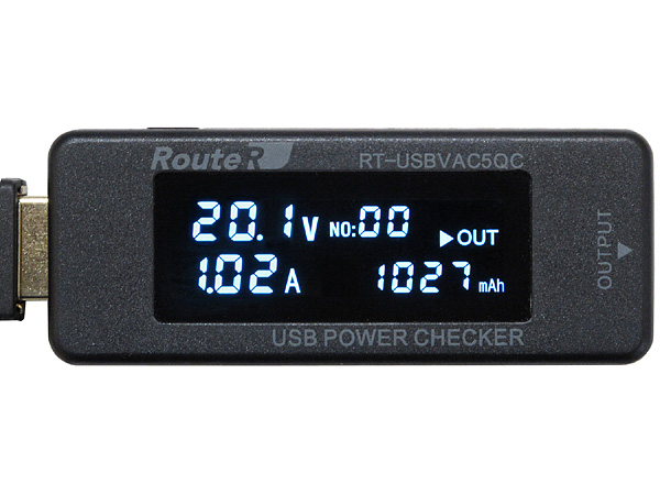QC3.0 最大20V対応 USB簡易電圧・電流チェッカー 積算機能・時間・ワットVA同時表示対応 [RT-USBVAC5QC] » 有限会社  ルートアール (Route-R) パソコンパーツ・周辺機器の輸入卸売り、輸入代行、OEMの事なら全てルートアール (Route-R)にお任せ下さい。